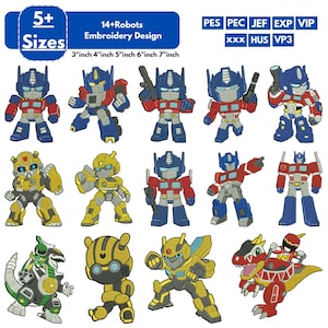 Autoboots Machine Embroidery Designs Cute Transformer Embroidery Autoboots Head Embroidery Mini Autoboot Embroidery Pattren Pes File 5+Sizes