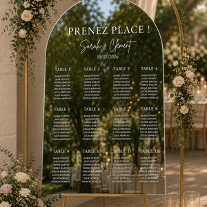 Plan de Table Mariage Miroir | Panneau Plan de Table Personnalisé | Seating Chart Wedding | Alu Dibond 3 mm Luxe