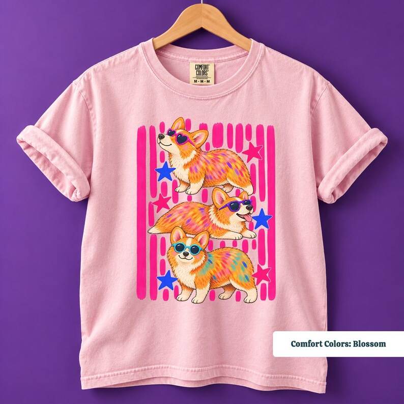 Funny corgi shirt for dog lovers featuring a retro pink stripe design, corgi shirt, corgi sweatshirt, corgi gifts, corgi merchandise, retro corgi shirt, pink corgi shirt, corgi mom shirt, corgi tshirt, custom corgi shirt, corgi shirt men, 90s corgi tee and corgi lover gift