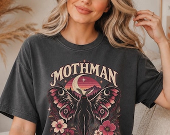 Mothman Shirt, Mothman Merch, Vintage Floral Cryptid Tee, Comfort Colors Mothman Gifts