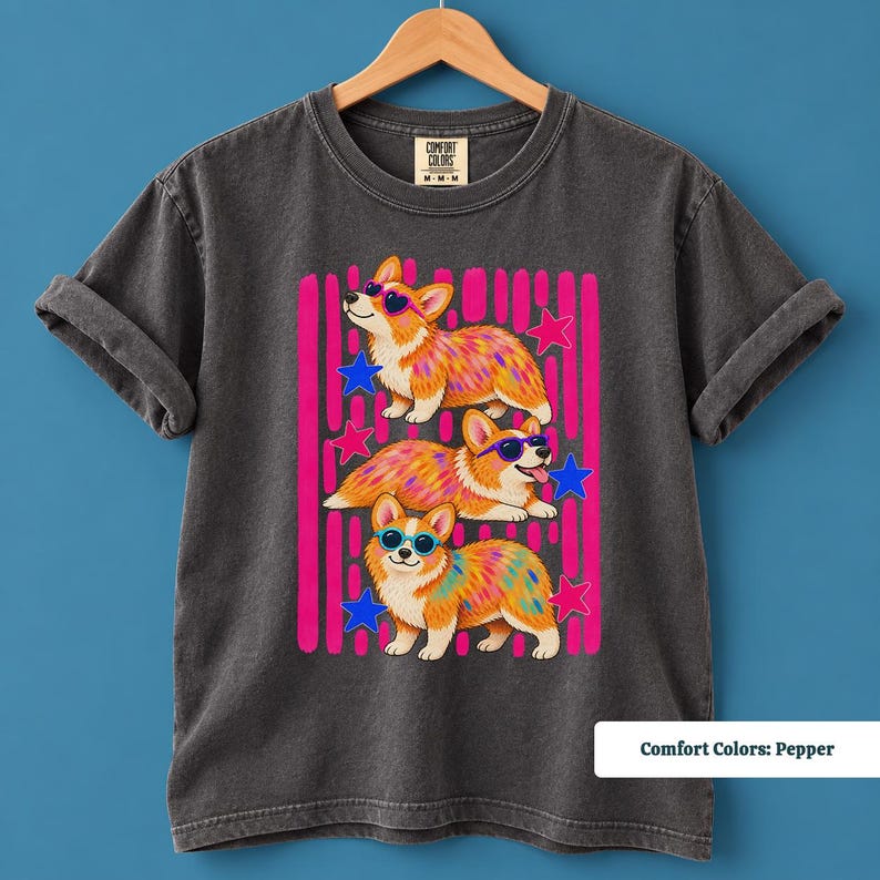 Corgi shirt for corgi lovers with fun pink stripes, funny corgi shirt, corgi sweatshirt, corgi gifts, corgi merchandise, retro corgi shirt, pink corgi shirt, corgi mom shirt, corgi tshirt, custom corgi shirt, corgi shirt men, 90s corgi tee, corgi lover gift
