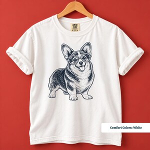 This corgi shirt and corgi merchandise design showcases a playful corgi with glasses in a charming retro style. The vintage corgi shirt artwork makes a fun choice for anyone who loves corgi nerd shirts, geeky corgi shirts, vintage dog tees, and unique corgi apparel.
