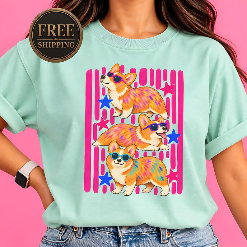 Corgi shirt with playful pink stripe design, funny corgi shirt for dog lovers, corgi sweatshirt, corgi gifts, corgi merchandise, retro corgi shirt, pink corgi shirt, corgi mom shirt, corgi tshirt, custom corgi shirt, corgi shirt men, 90s corgi tee, corgi lover gift