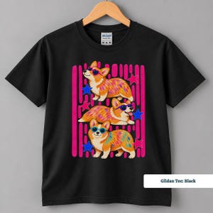 Corgi shirt with retro 90s inspired pink stripe design, funny corgi shirt, corgi sweatshirt, corgi gifts, corgi merchandise, retro corgi shirt, pink corgi shirt, corgi mom shirt, corgi tshirt, custom corgi shirt, corgi shirt men, 90s corgi tee, corgi lover gift