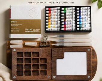 Portable watercolor set, Creative gift idea, Art supplies for journaling, Watercolor paint set, Travel art kit