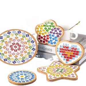 Bamboo Mosaic Coaster Kit | Crystal Craft Set, DIY Table Mat