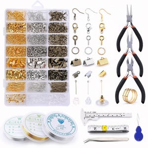 DIY Jewelry Findings Kit with Copper Wire, Open Jump Rings, Earring Hooks Set, Essential Beading Starter Pack, Jewelry Making Supplies