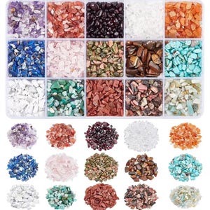 3450pc Chip Gemstone Crystals, Irregular Polished Crushed Stones, 15 Style No Hole Resin Supplies, Orgonite Mosaic Vase Filler Craft Kit