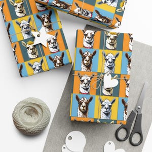 Llama Wrapping Paper, Llama Art Deco Gift Wrap for Birthday, Christmas, Holidays - Unique, Creative