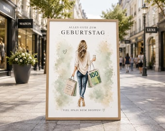Digital Money Gift for Birthdays | Instant Download | Digital Download | Digital Money Gift for Shopping for Women in A3 and A4 Sizes