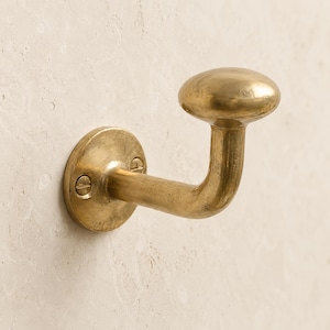 Unlacquered Brass Towel Hook | Mushroom Knob Wall Hook | Solid Brass Bathroom Hardware, Brass hooks, Braw Wall hooks