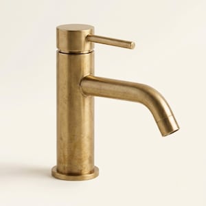 Grifo monomando de latón sin lacar | Grifo de baño moderno de latón, monomando | Acabado Living Brass,