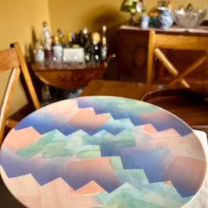 John Bergen Studio Art Pottery Charger | Postmodern Memphis Milano Abstract Brushstroke Serving Plate