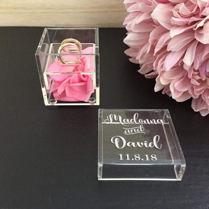 Personalised Clear Ring Box Elegant Wedding Ring Box Custom Etsy