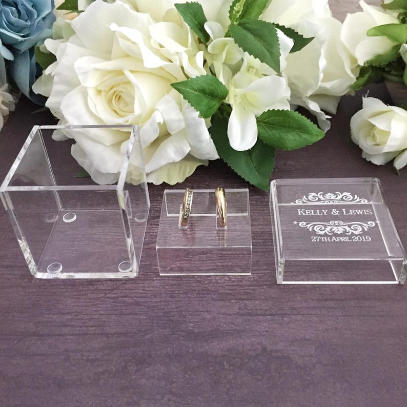 Personalised Wedding Ring Box Custom Glass Look Clear Ring Etsy