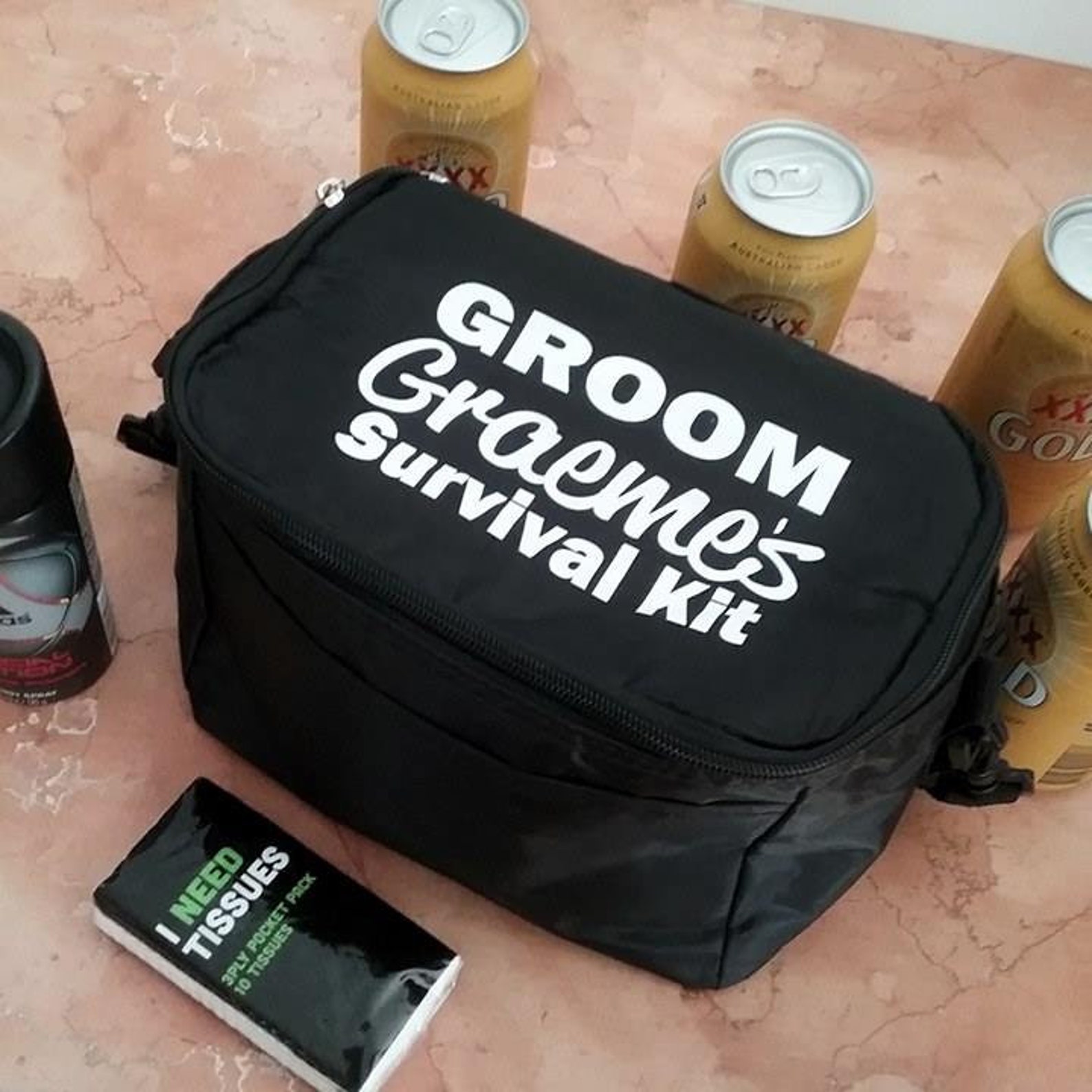 Groomsmen Gift Groom Survival Bag Personalised Cooler Bag