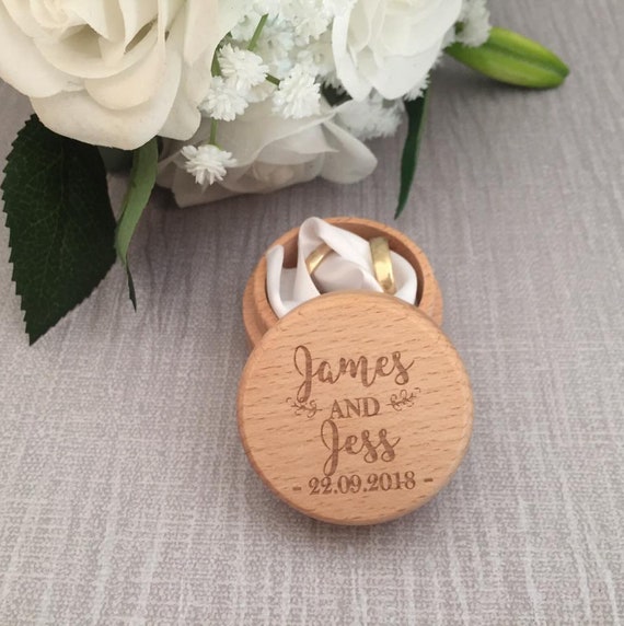 Personalised Wooden Ring Box Rustic Wedding Ring Box Custom | Etsy