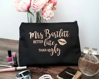 Personalised Funny Large Makeup Bag, Personalised Cosmetic Bag, Makeup Bag for Bride, Gift for new Mrs, Personalised Wedding Accessories