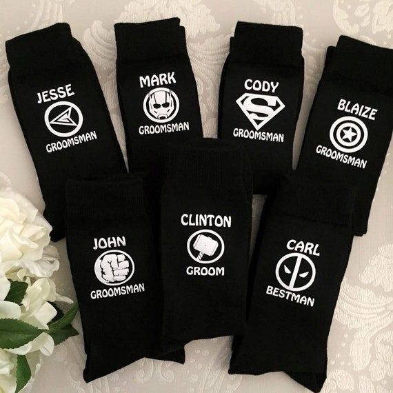 Superhero Groomsmen socks Wedding Socks for Groom and | Etsy