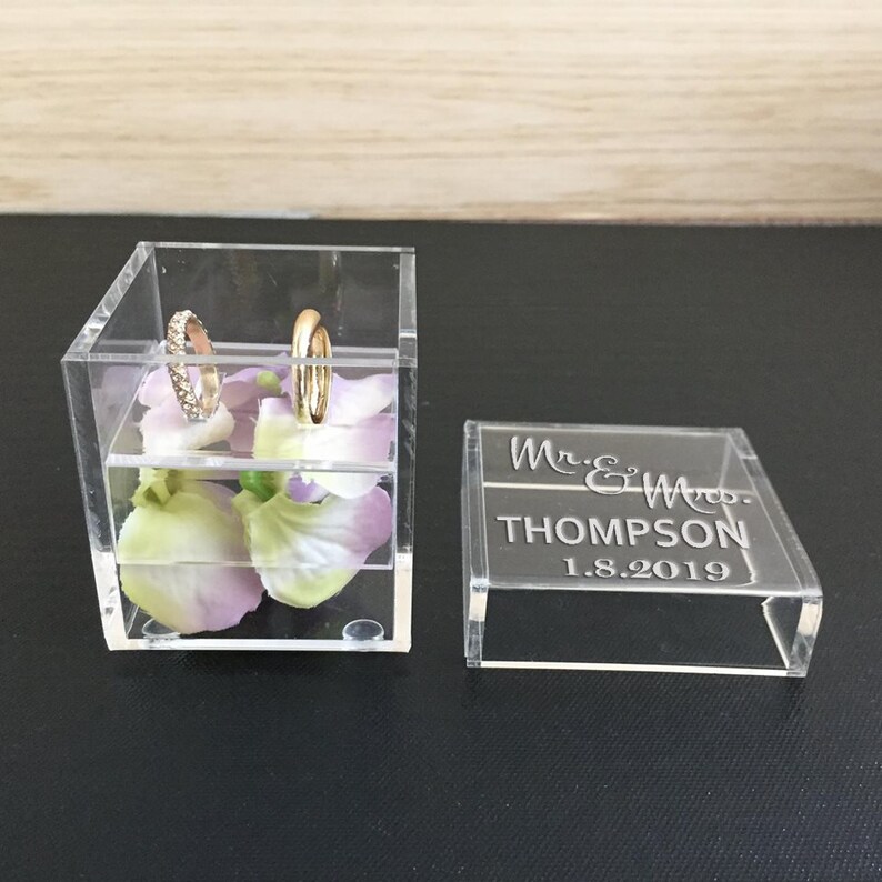 Personalised Clear Ring Box Elegant Wedding Ring Box Custom Etsy