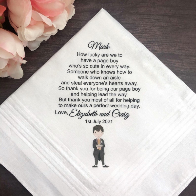 Flower Girl Personalised Handkerchief Gift for Pageboy from Etsy