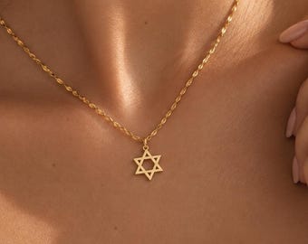 Star of David Necklace, Tiny Gold Star Necklace, Magen David Necklace, Dainty Jewish Jewelry, Minimalist Star Pendant, Gift for Her