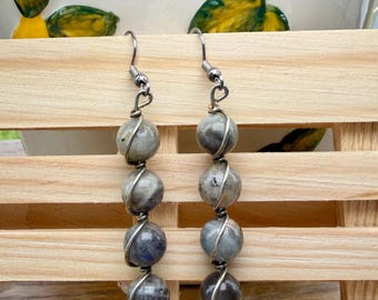 Silver and Gray Labradorite Earrings