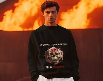 Monster To A Memory DnD Sweatshirt, Skull D20 Graphic Crewneck, Funny TTRPG Gamer Pullover, Dungeons and Dragons Gift, Critical Hit Jumper