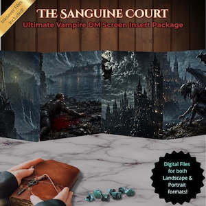 Gothic Horror DM Screen Inserts | Vampire Dark Fantasy GM Reference Sheets | Printable Portrait and Landscape Tabletop RPG Panels