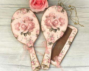 Schminktisch-Set „Shabby Roses“, Brautgeschenk im Regencycore-Stil, Coquette-Stil