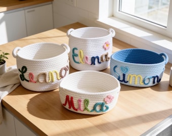 Babykorb mit Namen, Personalisierter Aufbewahrungskorb, Kinderzimmer, Babykorb, Baby-shower, Geschenkkorb, Geburtstag, Geburt, Geschenk