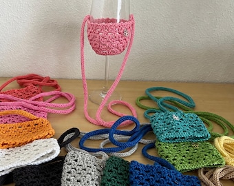 Suporte para taça de vinho em crochê
