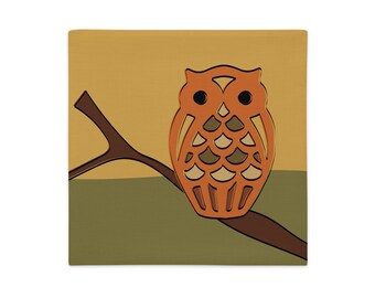 Retro Style Owl Pillow (Case Only) - Double Sided Design - Home Décor