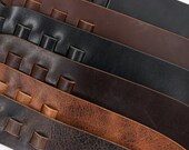 S-Curved Leather Guitar Strap, Matte Brown, Matte Black, Glossy Black, Vintage Chocolate, Antique Mahogany, Vintage Tan, Sling
