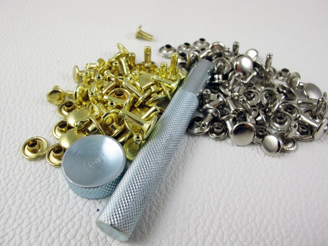 Rivet Setting Kit Leather Craft Rivets Double Cap Setter and Rivets
