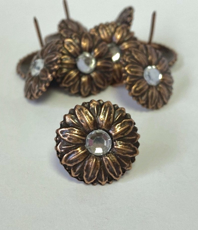 Crystal Flower Upholstery Tacks 1 Leather Tacks 10 Pack Etsy