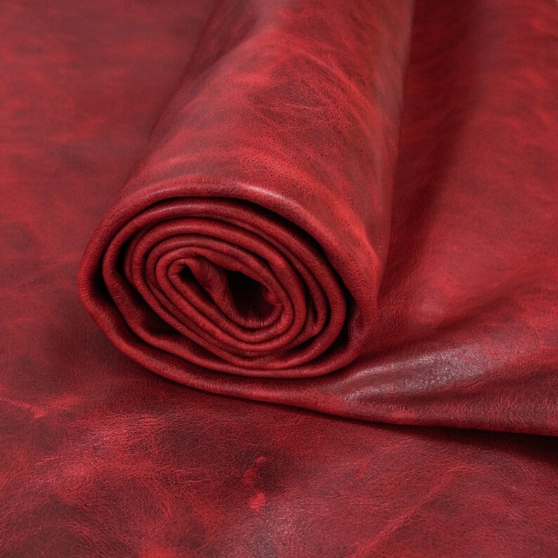 Distressed Red Pull Up Upholstery Cowhide Leather Sheet Rough Etsy