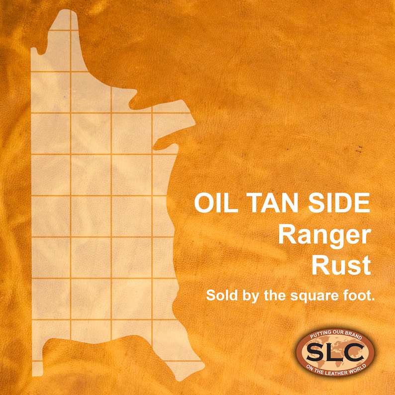 Pre-Cut Square Sheet Ranger Rust SLC Oil Tan Cowhide Leather Piece