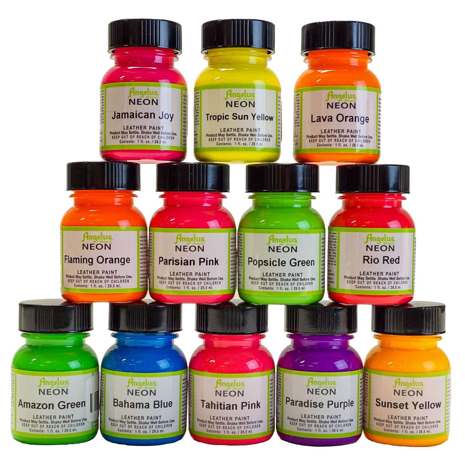 Lot de 12 couleurs de peinture acrylique Angelus pour le cuir