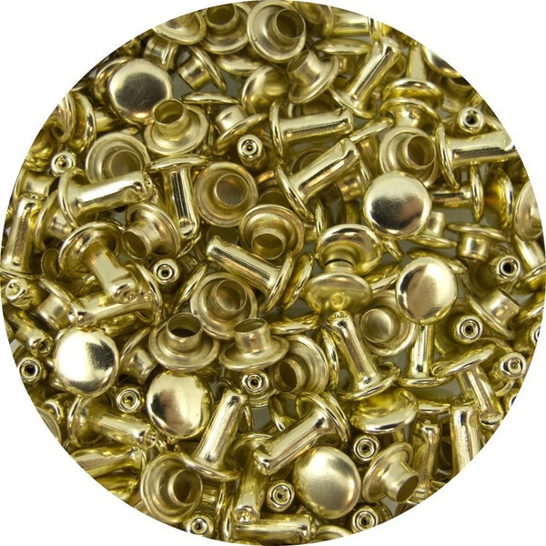 Small Double Capped Rivets | 100 Pack | Gold Plate, Nickel Plate, Gunmetal, Antique Brass, Antique Nickel, Black