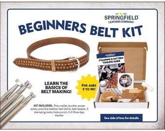 Beginner’s Belt Making Kit – Leathercraft Starter Kit with Instructions & Tooling Patterns