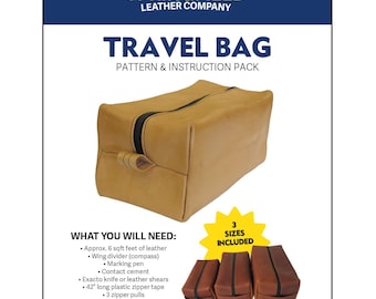 Leather Travel Bag Pattern | DIY Toiletry Case, 3 Sizes (Digital Pattern)