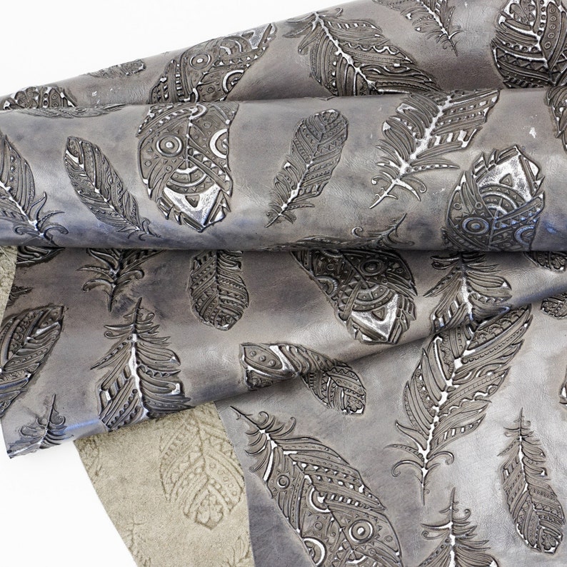 Pewter Embossed Plume Rough Cut by SqFt