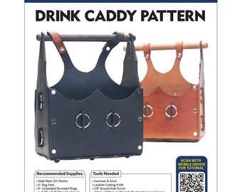 Patrón de carrito de bebidas / Portador de bebidas de cuero / 6 Pack Caddy