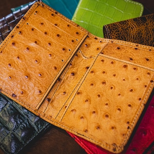Cartera pequeña de piel / Cartera de piel grabada / Cartera de piel con estampado exótico