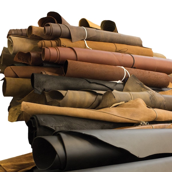 Earth Tone Leather | Oil Tan | Single Full Side | Large Piece of Real Leather (18-24sqft)