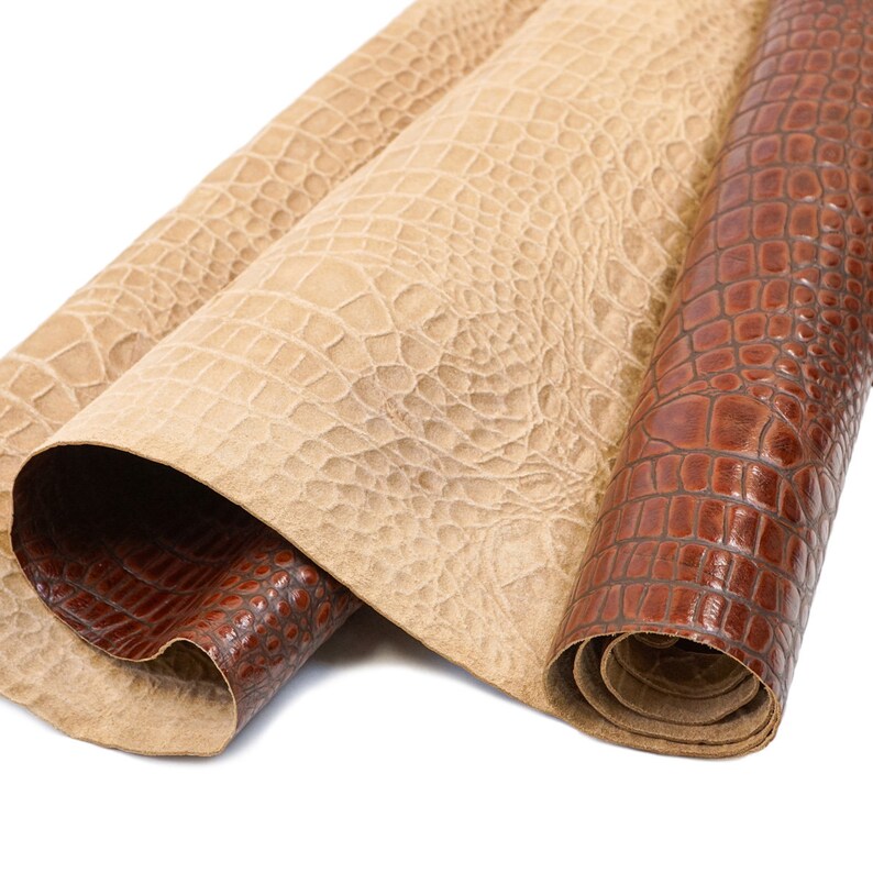 SLC Original Brown Embossed Cowhide Leather Rough Cut by Etsy