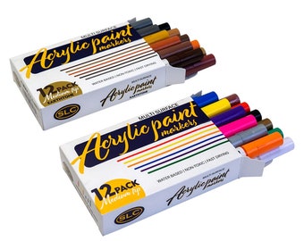 Acrylic Paint Markers Set of 12 – Multi‑Surface, Quick‑Dry, Rich Pigment for Rock, Wood, Glass & Canvas