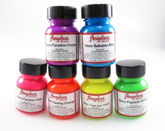 6 Pack Angelus Leather Paint | Neon Acrylic Leather Paint Set | Official Angelus  Brand