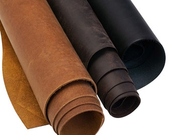 Rustic Oil-Tanned Leather Bundle: Black, Tan & Brown Sides - 30sqft | Springfield Leather